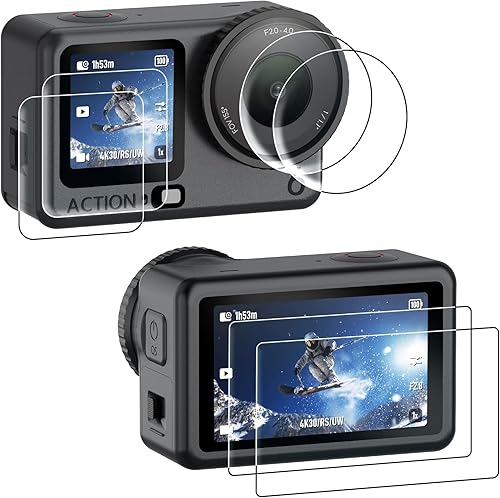 AMAZEAR Protector de pantalla de lente para DJI Osmo Action 6 (6 unidades), protector de pantalla de vidrio templado Action6 Pro, pantalla OLED,