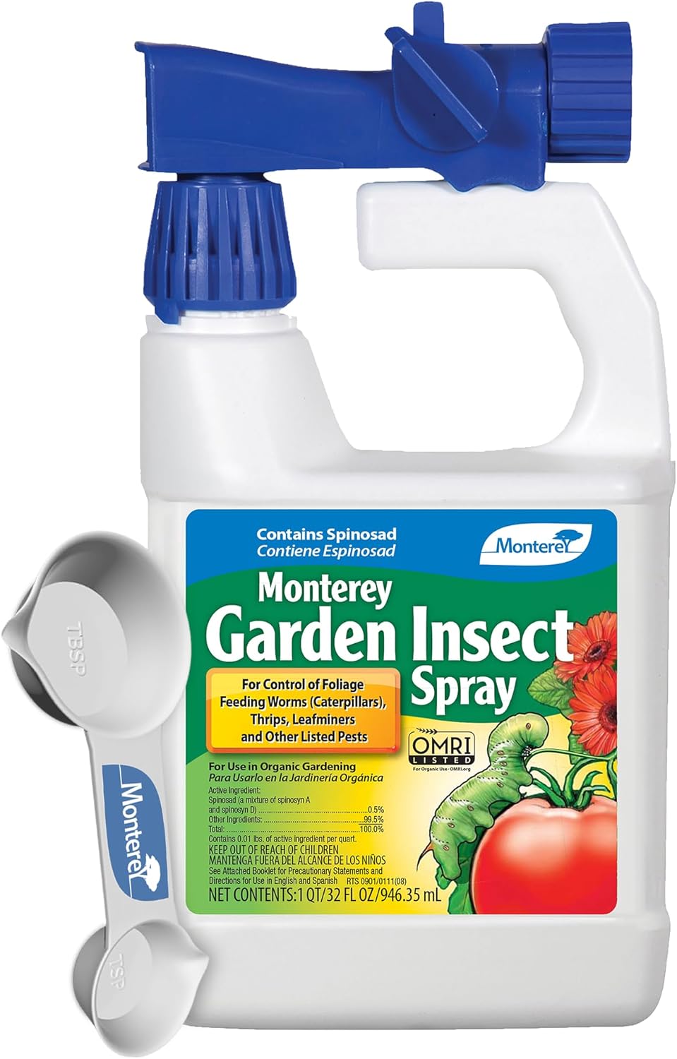 Monterey - Spinosad Insecticide Bundled with Measuring Spoon - Organic Gardening Spinosad Garden Insect Spray Concentrate for Control Insects