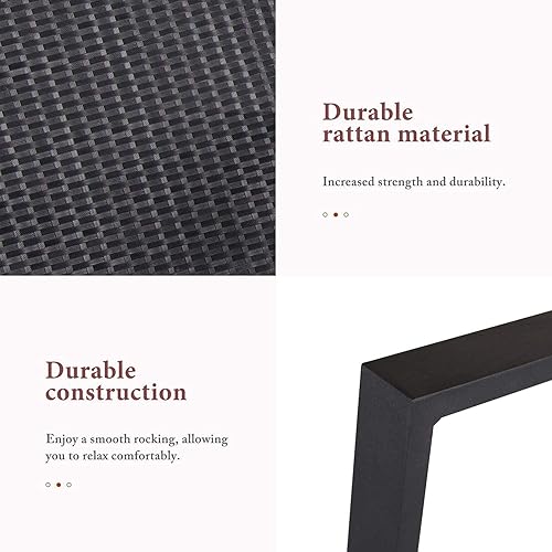 Miniatura 4 de Omelaza - Juego de 3 sillas mecedoras para exteriores (mimbre), color gris