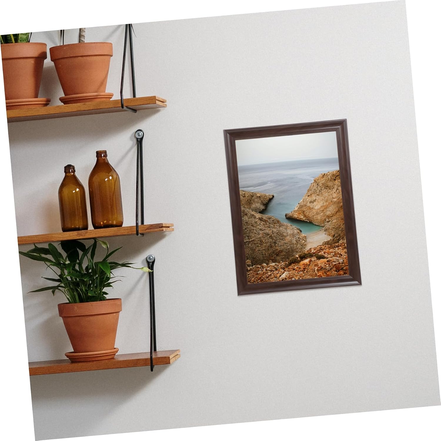 Large Rustic Brown Wooden Picture Frame for Artwork Effortless Wall Mounting for Boy Girl's Sketches Puzzles and Posters Natural Wood Display Frame for Home and School Decor