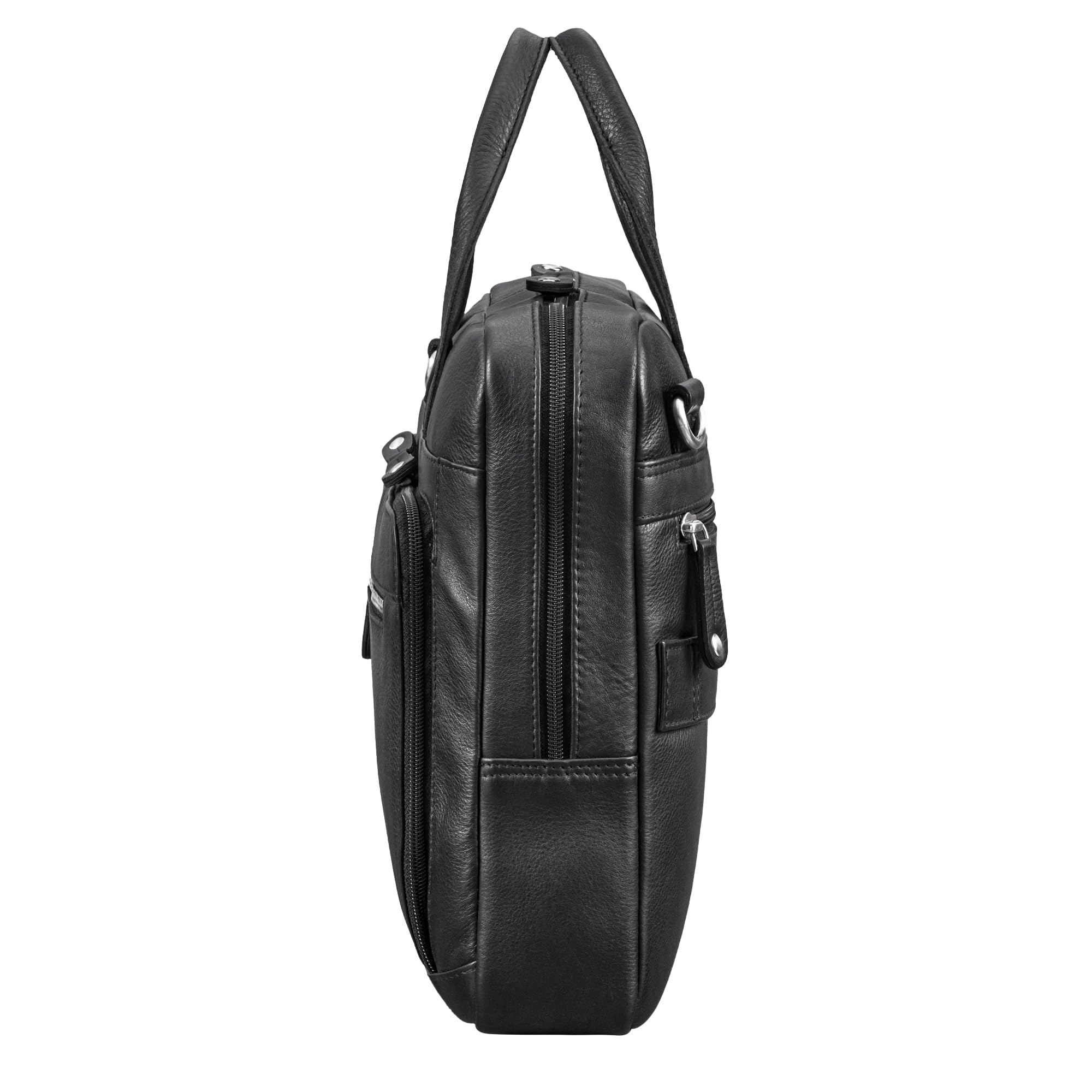 ROYALZ "Houston flache Leder Umhängetasche Herren Damen Mittel-groß - moderne Vintage Ledertasche 14-15 Zoll Laptoptasche Echtleder Business Aktentasche Büro Freizeit
