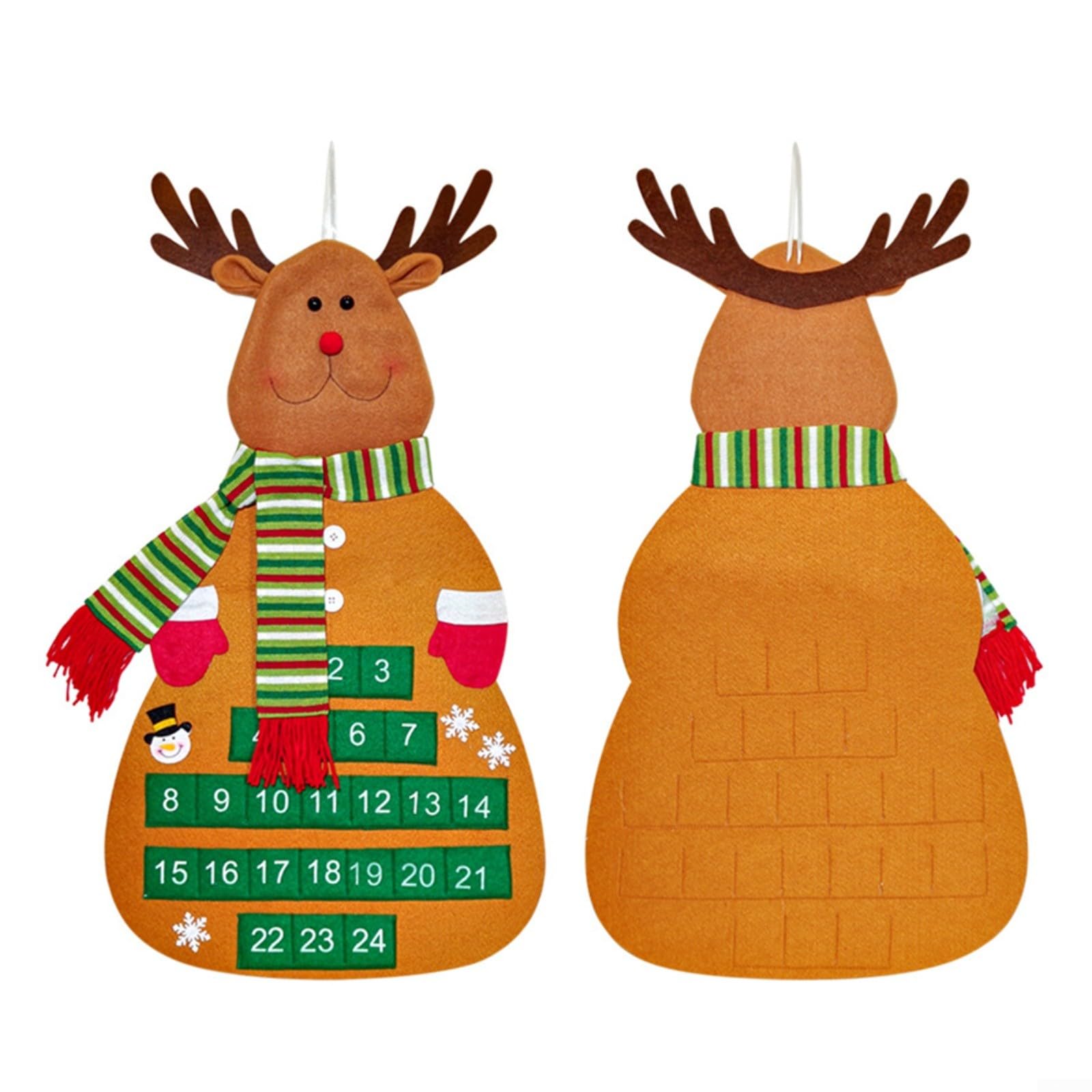 HOHOVYVY Advent Calendar for Filling Fabric, Wall Hanging Santa Claus Felt Christmas Tree Advent Calendar Felt Christmas Calendar (D)