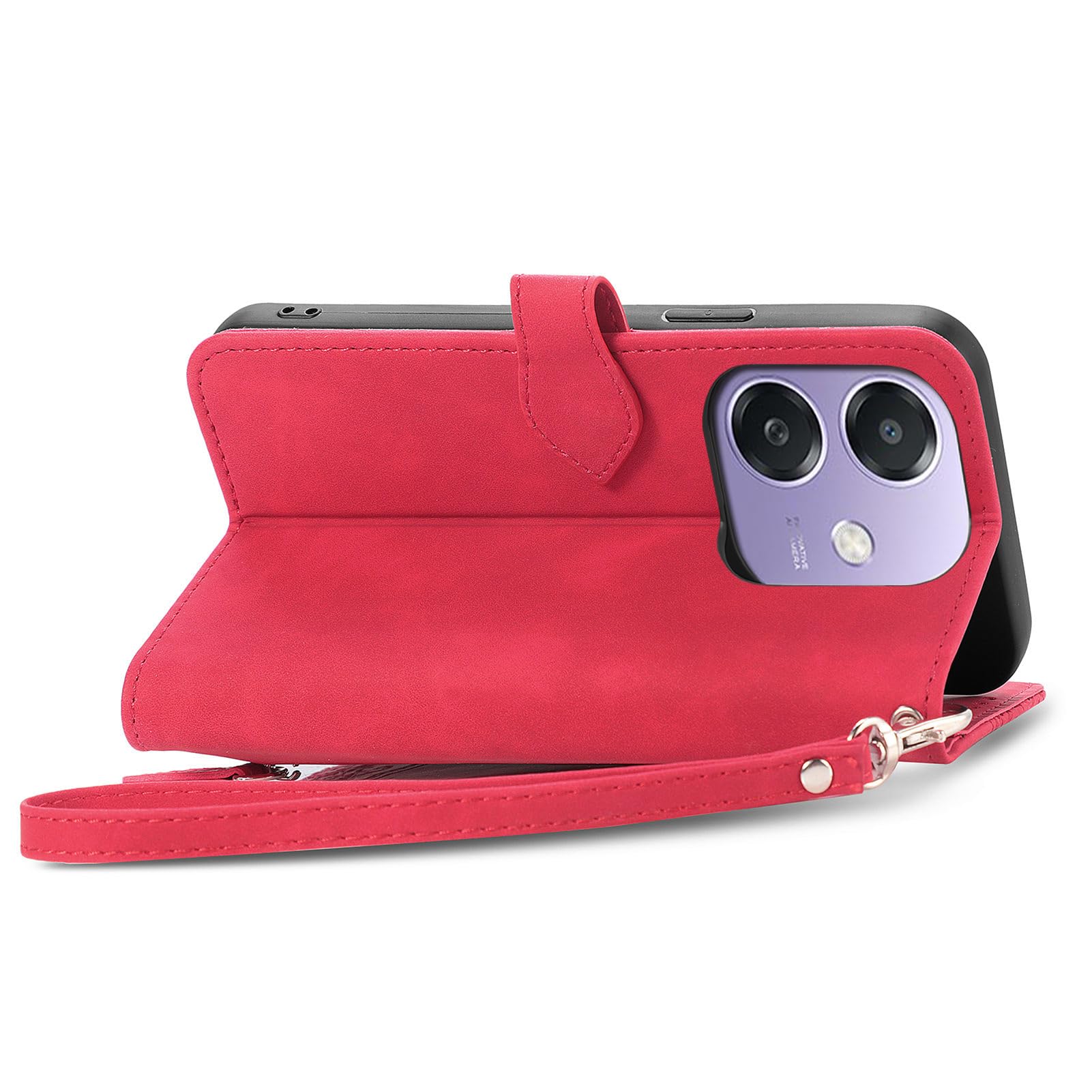 Fertuo Cover per OPPO A40, Custodia Portafoglio a Libro in Pelle Flip Cover con Porta Carte, Chiusura Magnetica [Disegni di Gatto Cane] Case Antiurto per OPPO A40, Rosa
