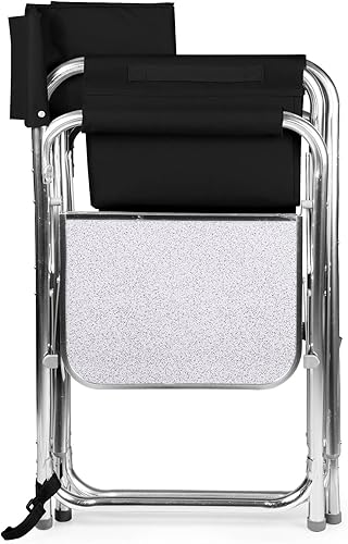Vista 10 de PICNIC TIME Silla deportiva con mesa auxiliar, sillas de campamento acolchadas plegables para exteriores para adultos con portavasos y panel de Negro