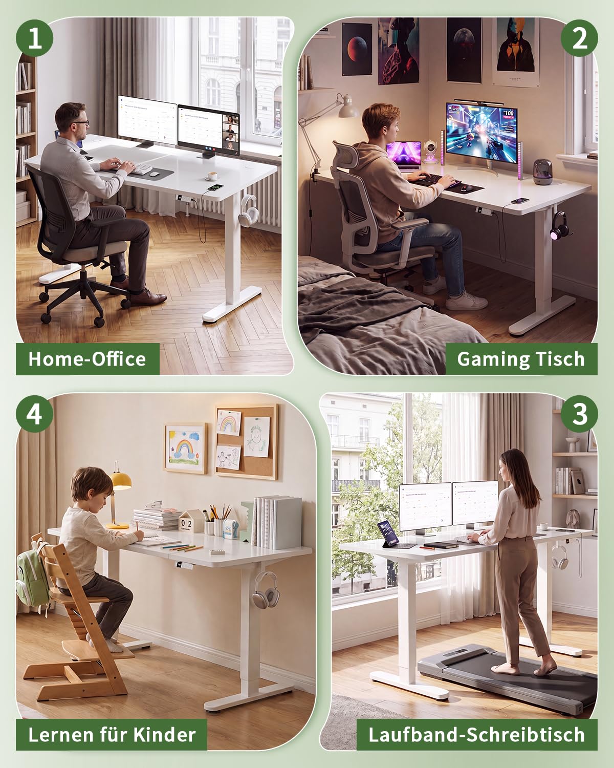 Airfish Höhenverstellbarer Schreibtisch 160x80cm mit USB-C,Eiche | Schreibtisch Höhenverstellbar Elektrisch mit Kabelmanagement, Steh-Sitz Tisch, Bürotisch Computertisch für Home Office & PC