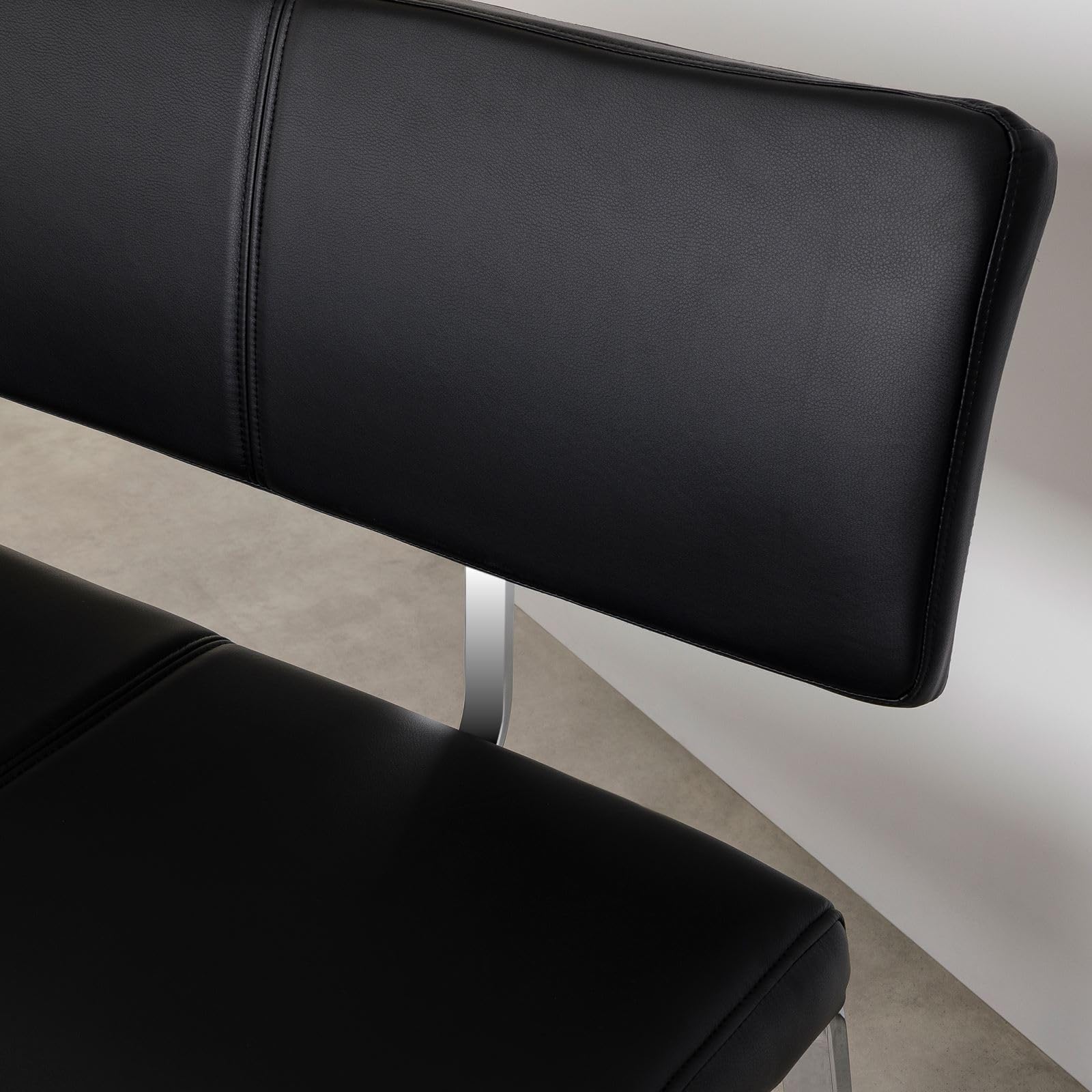 IDIMEX Banc Design Vilas siège avec 3 Places, Banquette au piètement chromé et Dossier au revêtement synthétique Noir