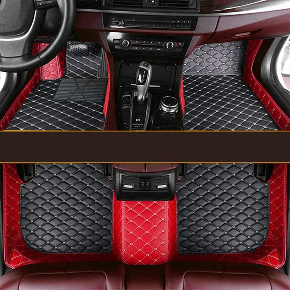 Custom All-Weather Protection Leather Car Floor Mats for Cars Sedan SUV Sports Car Waterproof Floor Mat (Brown&Beige)