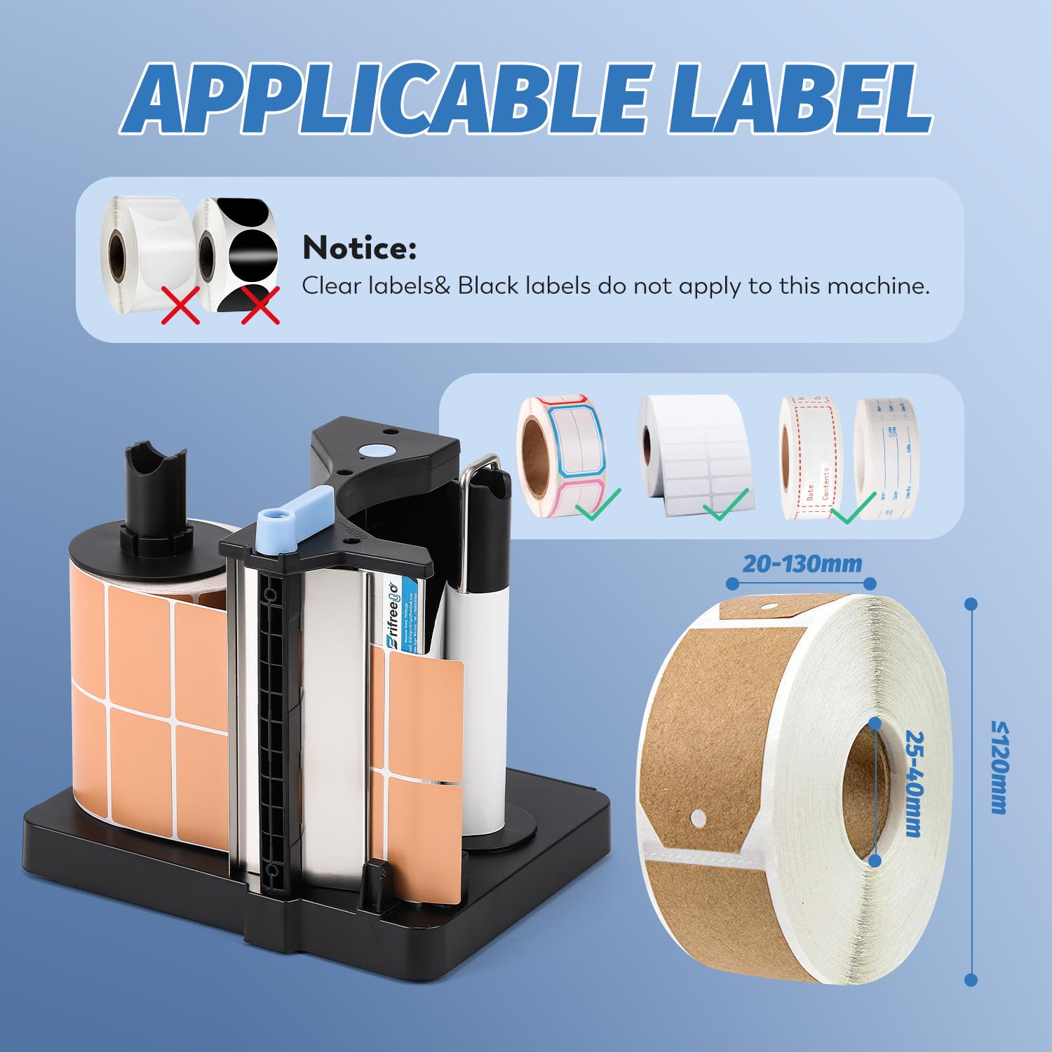 Distributore automatico di etichette, dispenser elettrico portatile per etichette da 20-130 mm, 3 velocità regolabile con doppio sensore per etichette di spedizione/documenti/promemoria (con