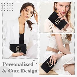 Personalized Initial A-Z Preppy Patch Makeup Bag,Small PU Chenille Letter Cosmetic Bag with Zipper for Teen Girls,Black Cute Toiletry Organizer Bag,Monogram Makeup Case Gift for Women Girls,Letter Q
