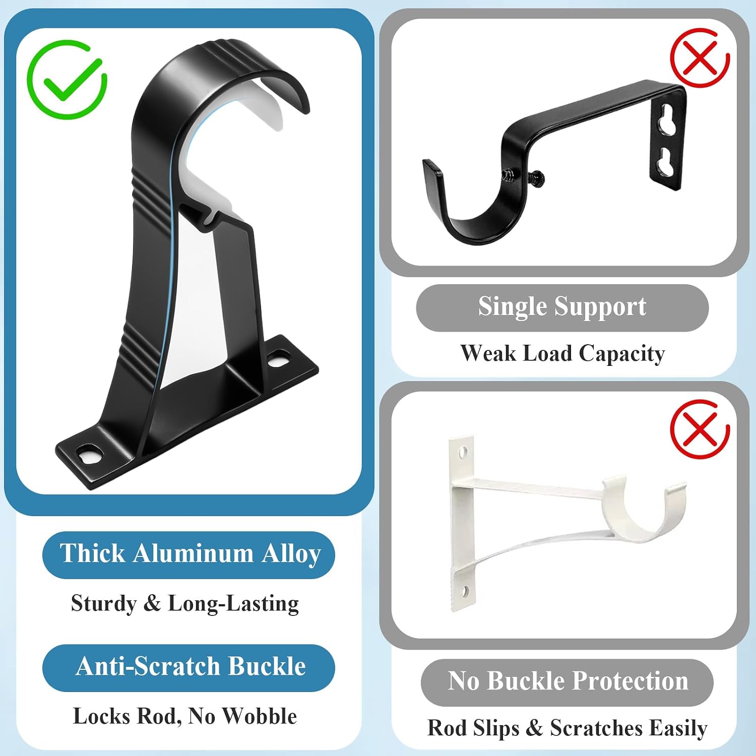 ZOCONE Black End Caps 2 PCS, 32mm 29mm Finials for 51-168,148, 128 Inches Tension Curtain Rod