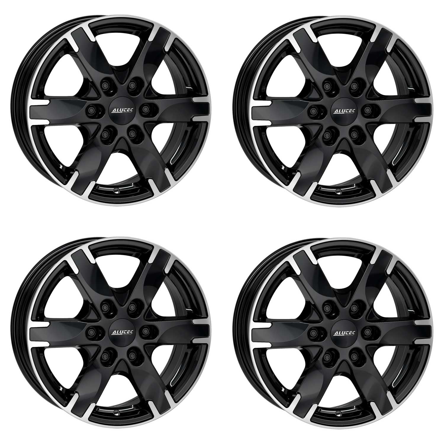4 x Alutec felgi tytanowe 7.0Jx16 ET55 6 x 130 diamentowo-czarne, polerowane fronty kompatybilne z Volkswagen Crafter
