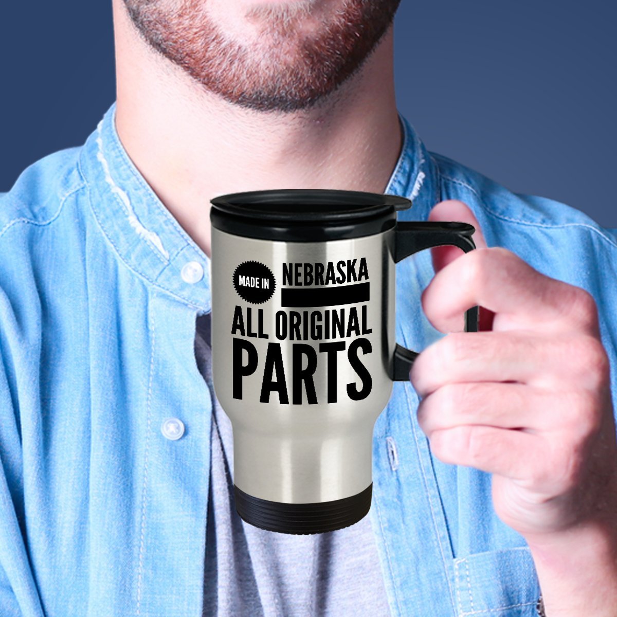 Amazon.com | Nebraska Travel Mug - Made In All Original Parts - Patriotic  State Themed Gift - 14 oz Stainless Steel Coffee Cup: Coffee Cups & Mugs
