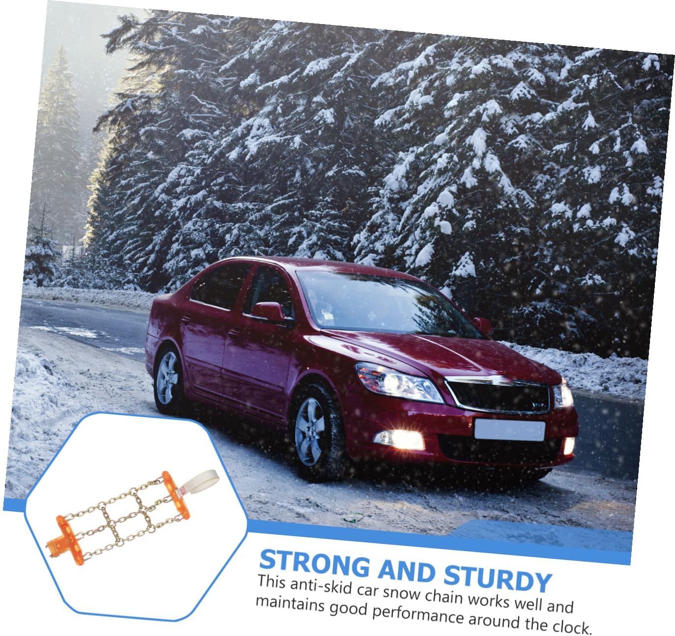 Cabilock Winter Car Tire Snow Chain Anti-skid Steel Wheel Chain Large Size Outdoor Winter Accessory for Passenger Cars and Suvs Random Color