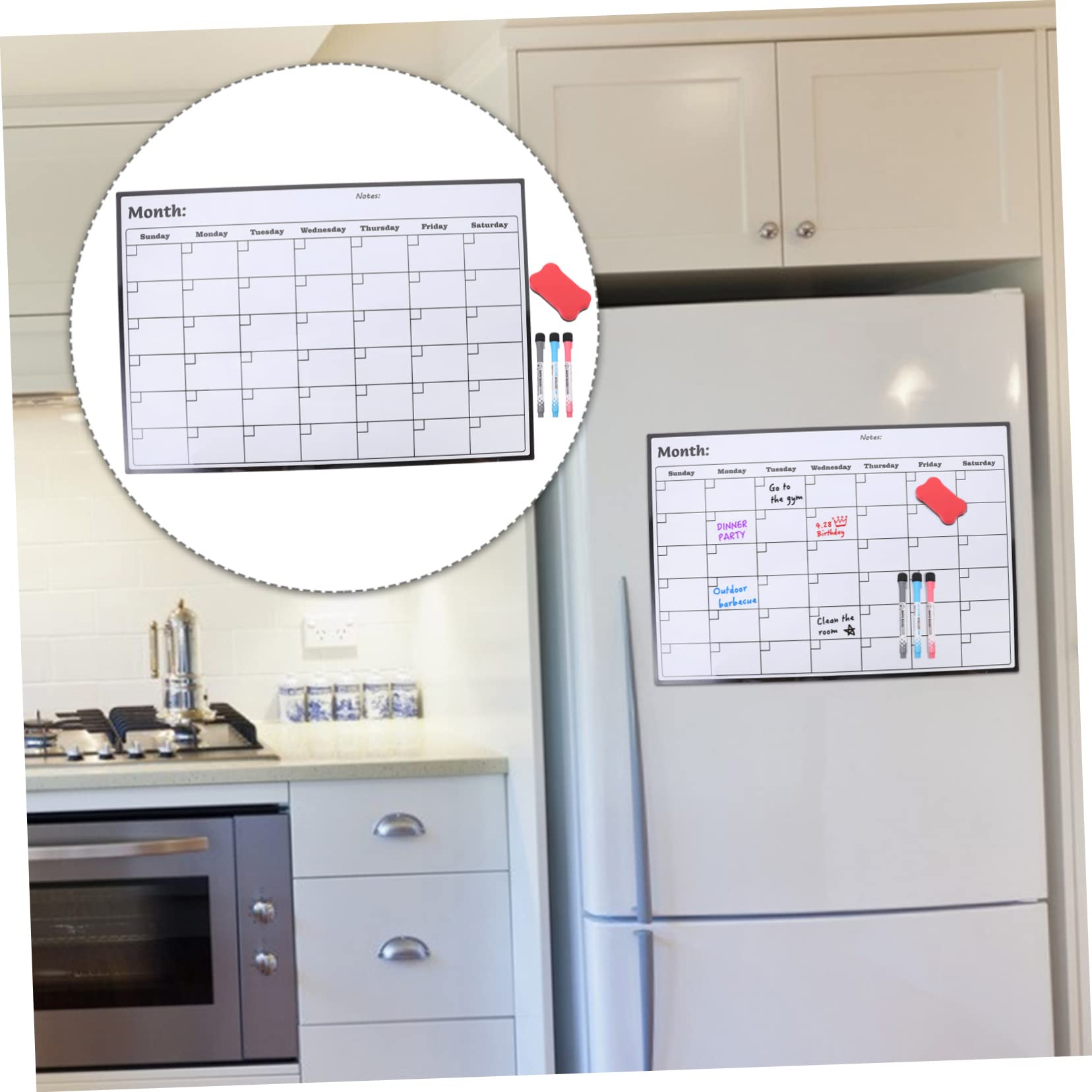 STOBOK Calendario Magnetico Mensile Per Frigorifero A3 - Lavagna Bianca Confezione Da 5 Cancellabile