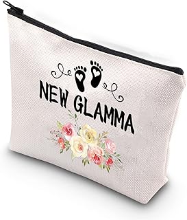 Grandma To Be Gifts First Time Grandma Makeup Bag New Grandma Gift Grandmother Birthday Gift Baby Announcement Gift For New Grandma Future Grandma Cosmetic Bag (New Glamma)