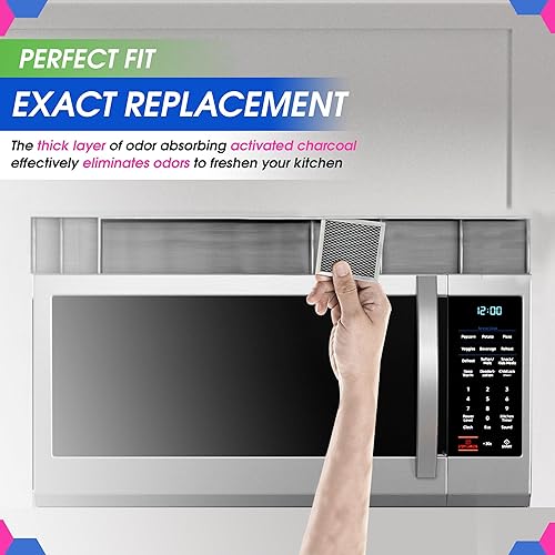 Miniatura 5 de Filtro de carbón para microondas de 5.35 x 5.03 pulgadas para reemplazo de filtro de microondas Maytag y Whirlpool 8206230A  Filtro de carbono