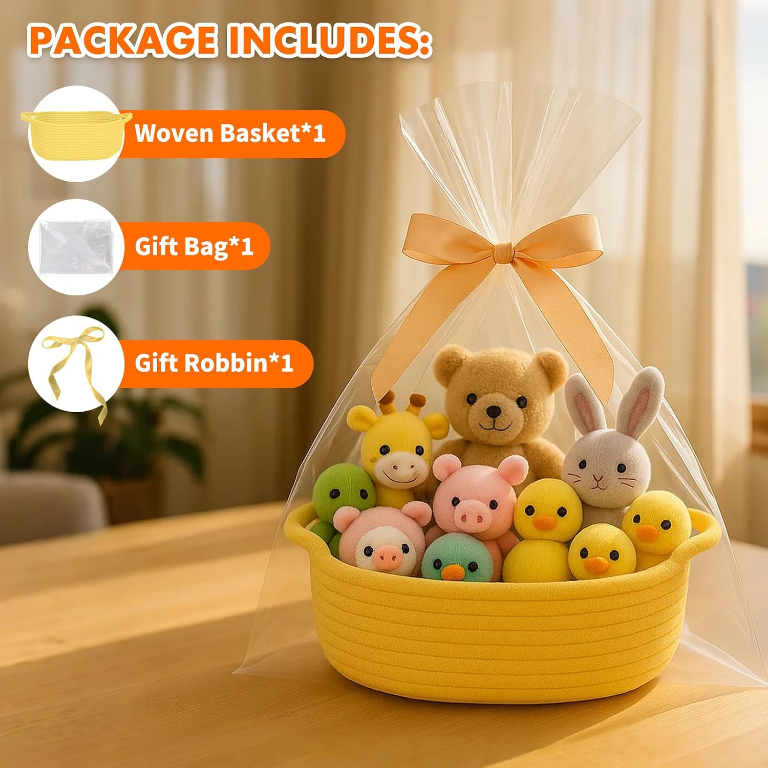 ShellKingdom Storage Basket with Handles, Gift Basket with Gift Bag, Ribbon image 4