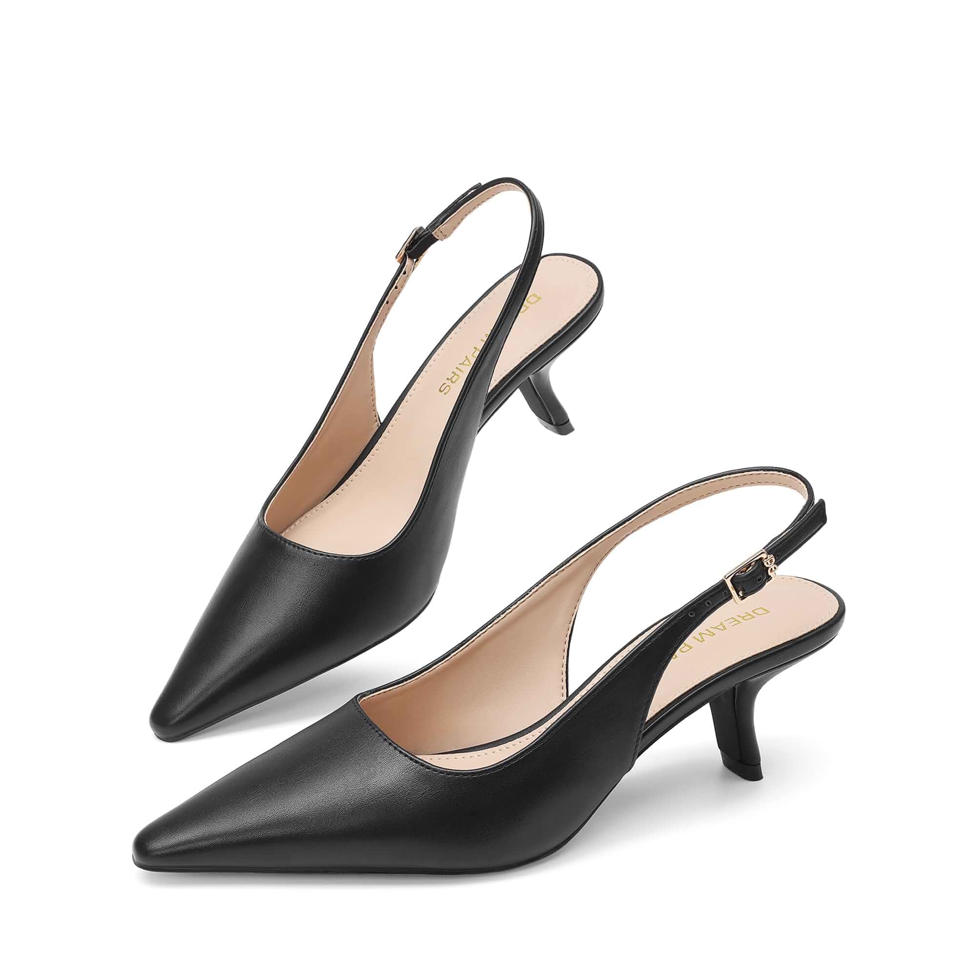 DREAM PAIRS Women's Slingback Kitten Heels Pumps Shoes 2.36 Inch Low Heel Pointed Toe Pumps, Comfortable Closed Toe Dress Shoes for Office Work Classic Holiday Heels