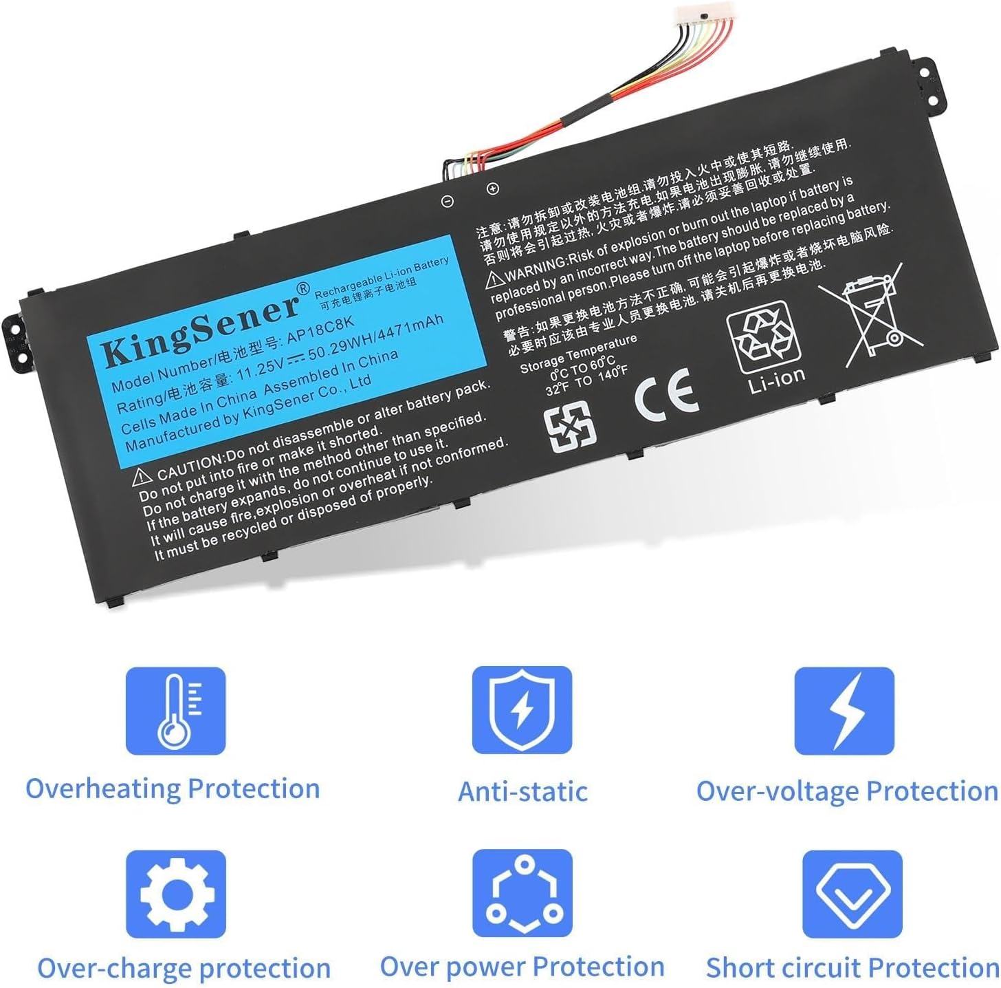 50.29Wh AP18C8K Laptop Battery for Acer Aspire 5 A514-52 A514-52-58U3 Chromebook 314 C933 Swift 3 SF314-42 SF314-57 SF314-57G SF314-58 Series Notebook 11.25V