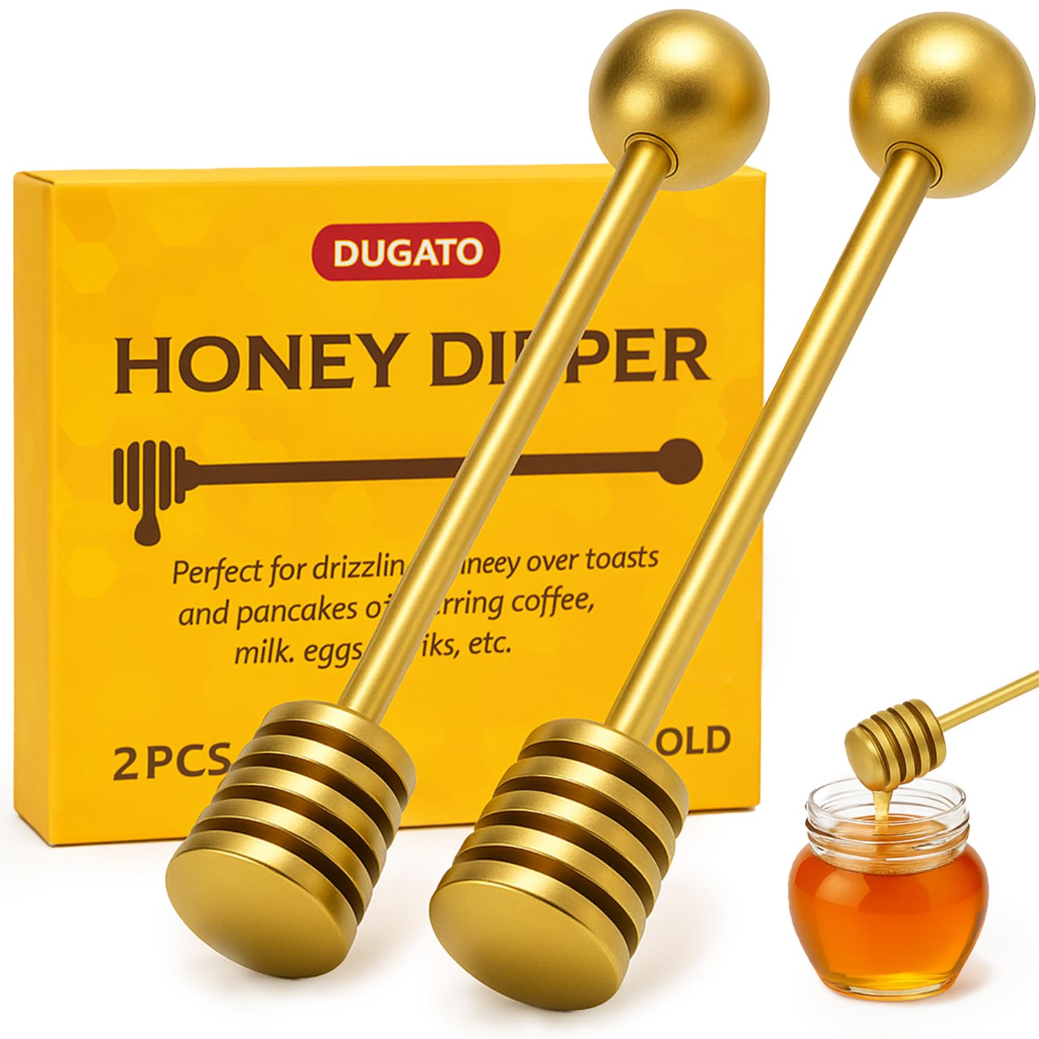 Amazon.com: DUGATO Gold Honey Dipper Set (2 Pack, 6.3