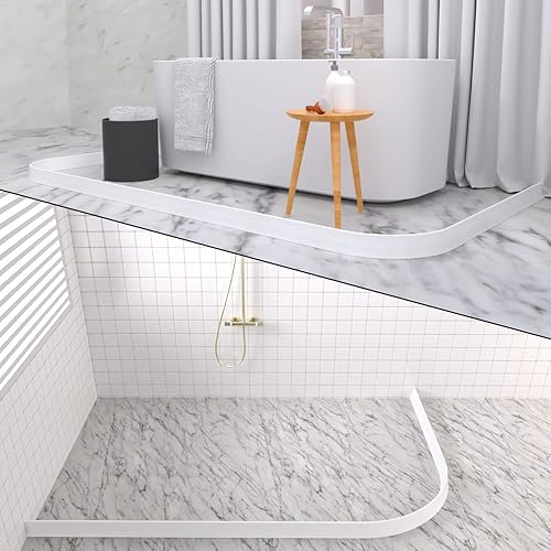 Miniatura 5 de Duzzy Presa de agua de umbral de ducha de 3 pulgadas de alto, barrera de tapón de agua de ducha de 39 pulgadas para aumentar la altura de la presa