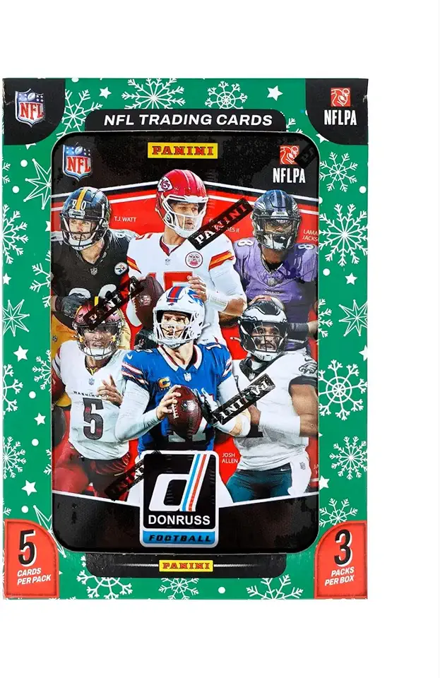 Panini Caixa de Figurinhas Colecionáveis de Futebol Donruss Winter Holiday 2025 (3 Figurinhas Roxas Exclusivas de Prova de Imprensa por Lata)