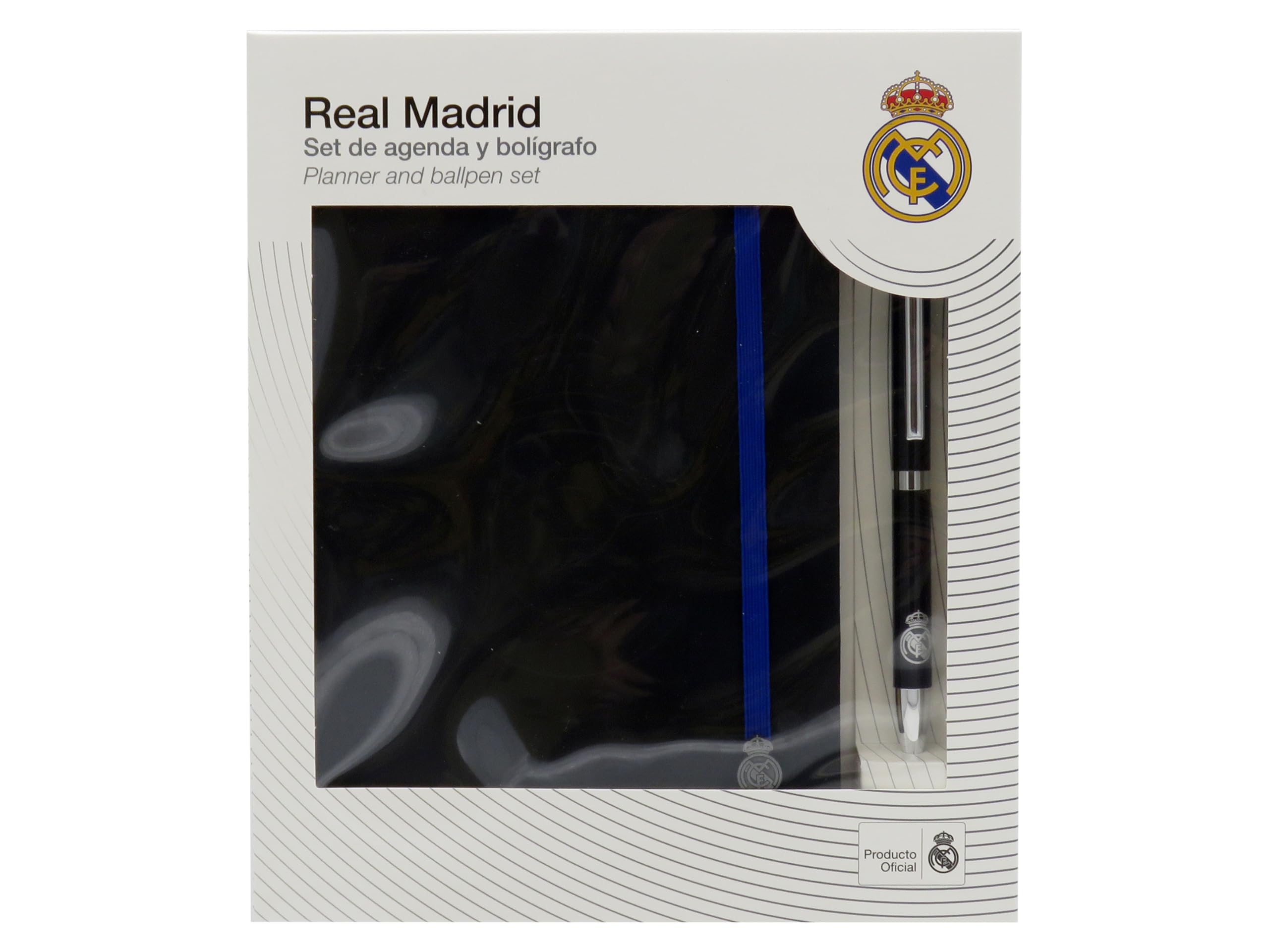 CYPBRANDS - Real Madrid, Agenda and Pen Set, Stationery, Gift Set, Black, Official Product