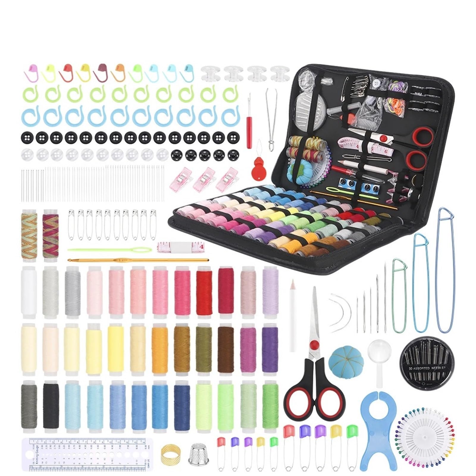 Sewing Kit Compact and Portable 1 Set Kit Fo Beginner/Multicolor Thread,Needles, Scissors,Thimble-Emergency Repair and Travel Set-Sewing Accessories & Supplies(A 280Pcs-1Set)