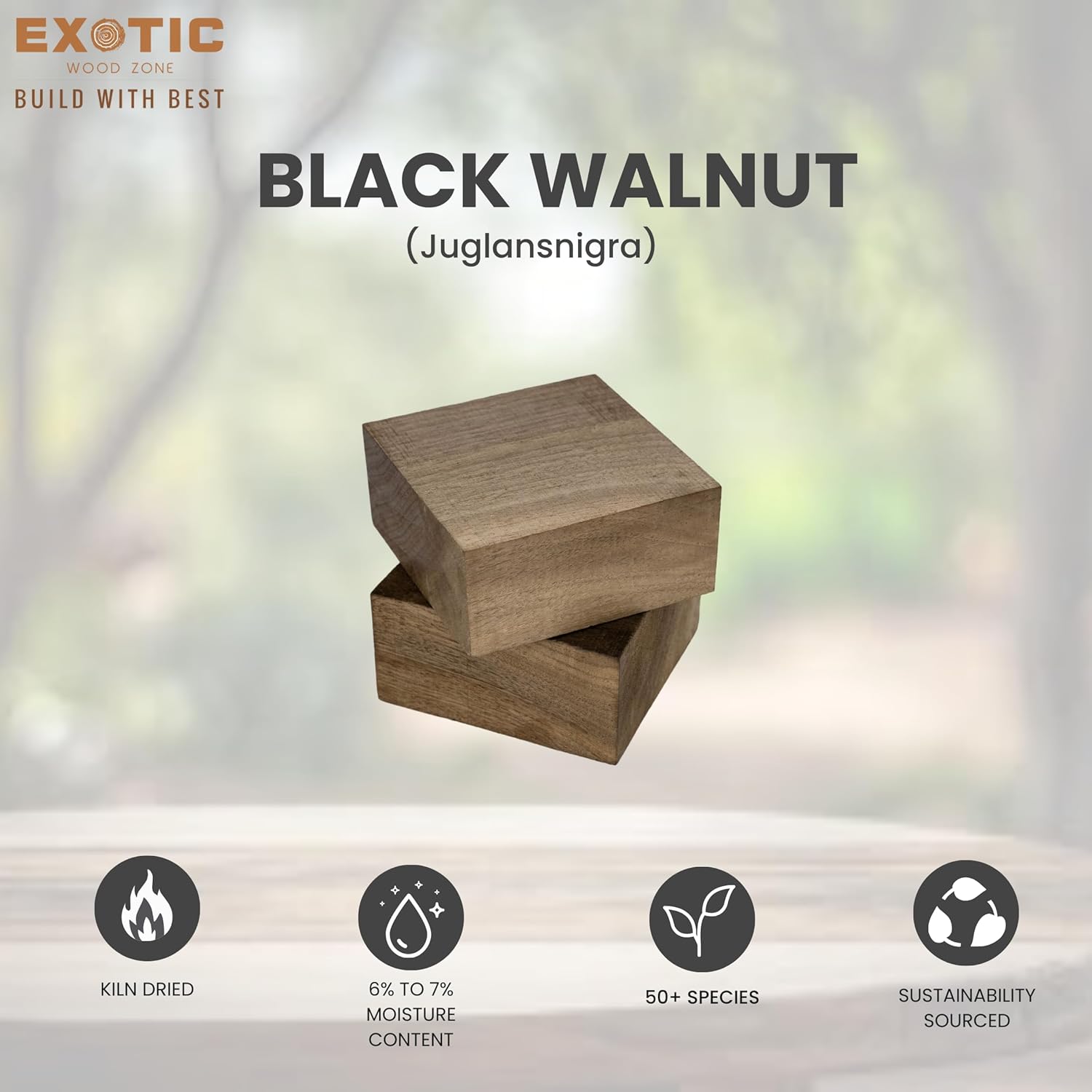 Exotic Wood Zone Pack of 2 Walnut Wood Blanks for Bowls | Hardwood Bowl Blanks | Unfinished, Kiln-Dried, Sustainable Hardwood for Handcrafted Decorative Bowls & Functional Pieces (6" x 6" x 2")