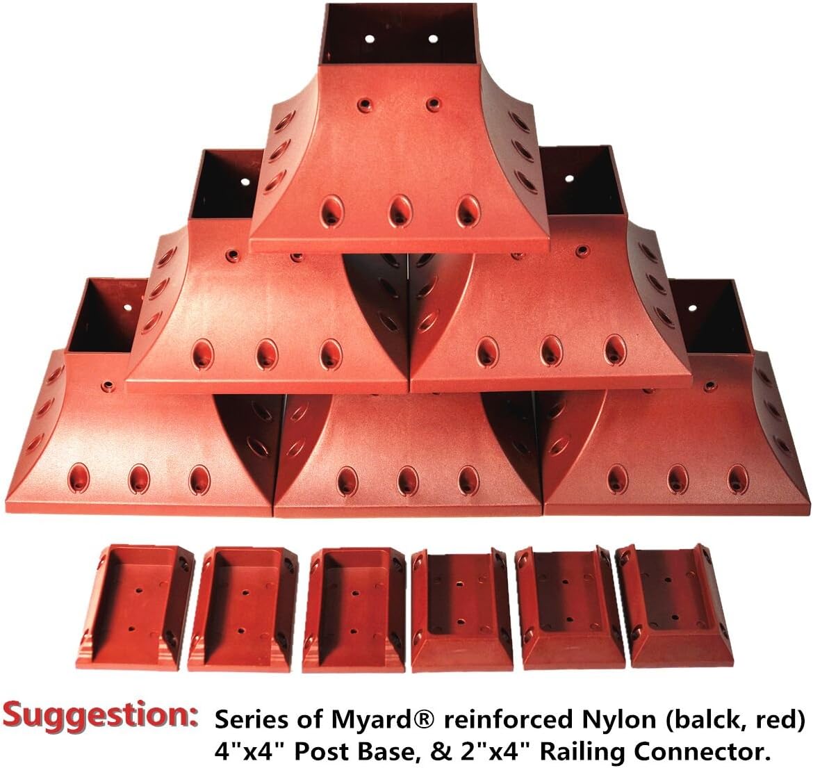 Myard PNP111902 Deck Railing Connectors with Screws for 2x4 (Actual 1.5x3.5) Inches Stair Wood Handrail (10 Pairs, Black)