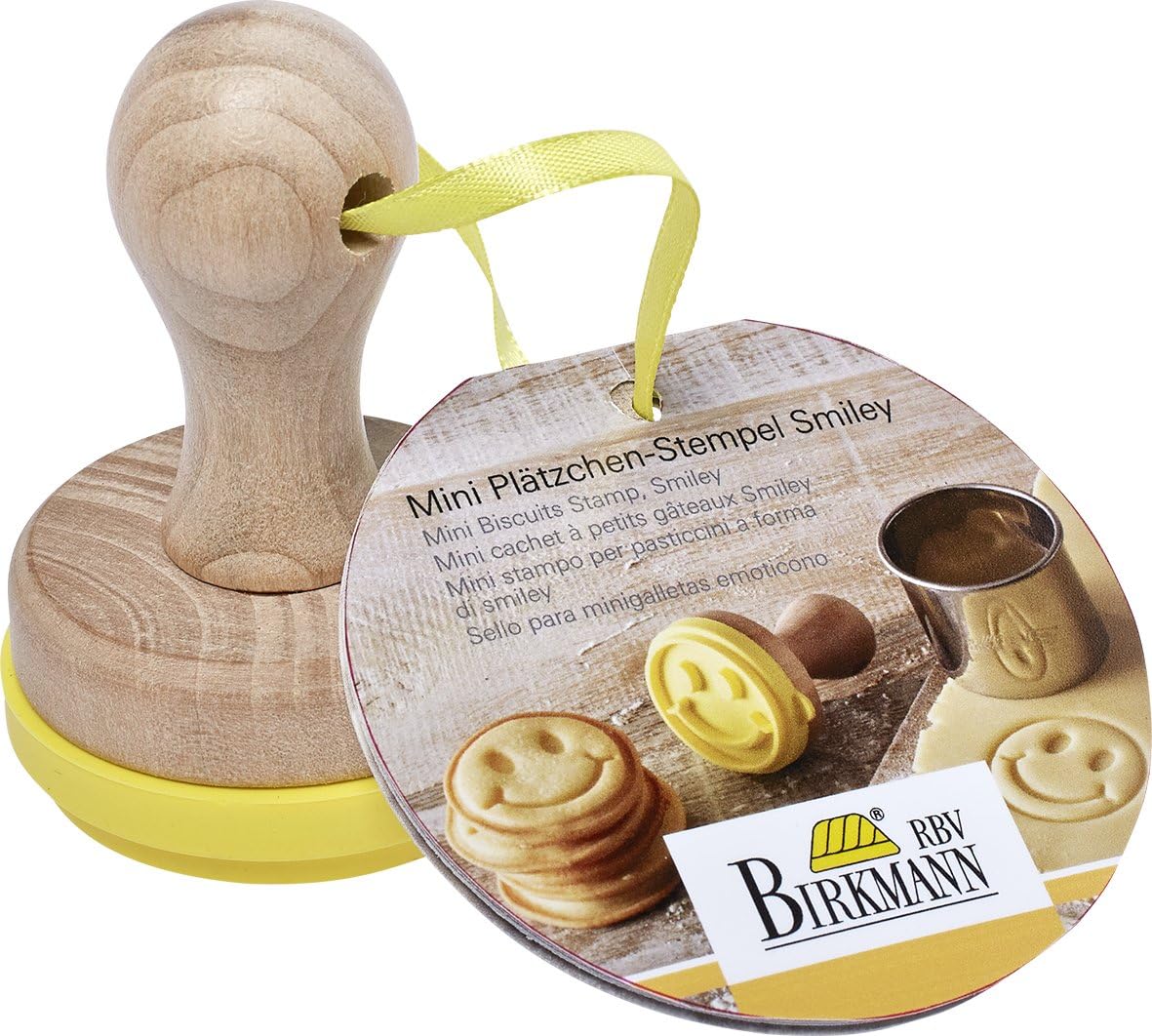 RBV Birkmann Mini Plätzchen-Stempel Smiley, Keks-Stempel, 5cm, rund, spülmaschinengeeignet