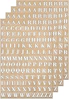 Vista 1 de MECCANIXITY 4 hojas de calcomanías de resina con letras pequeñas 3D de la A a la Z, color plateado, mini calcomanías del alfabeto, aleación metálica