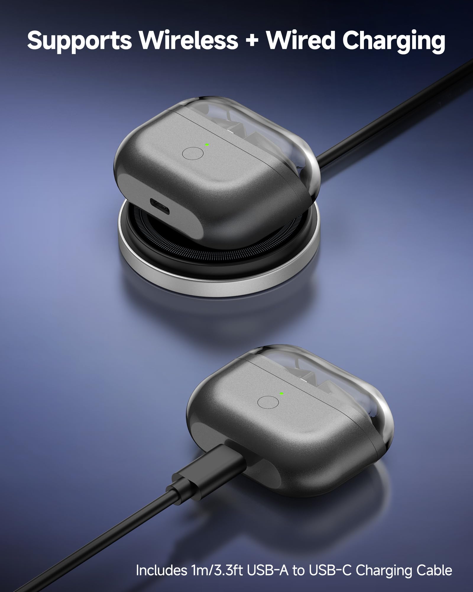 Estuche de Carga Compatible con Samsung Galaxy Buds 3 Pro, Caja de reemplazo con función de emparejamiento, Compatible con Carga inalámbrica (Auriculares no incluidos) Y033P