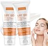 2 قطعة واقي من الشمس SPF 100، واقي من الشمس خفيف للغاية ضد الأشعة فوق البنفسجية للوجه، كريم واقي من الشمس Factor 100 للوجه والجسم، مرطب مقاوم للماء، منعش وغير دهني، مناسب لجميع أنواع البشرة