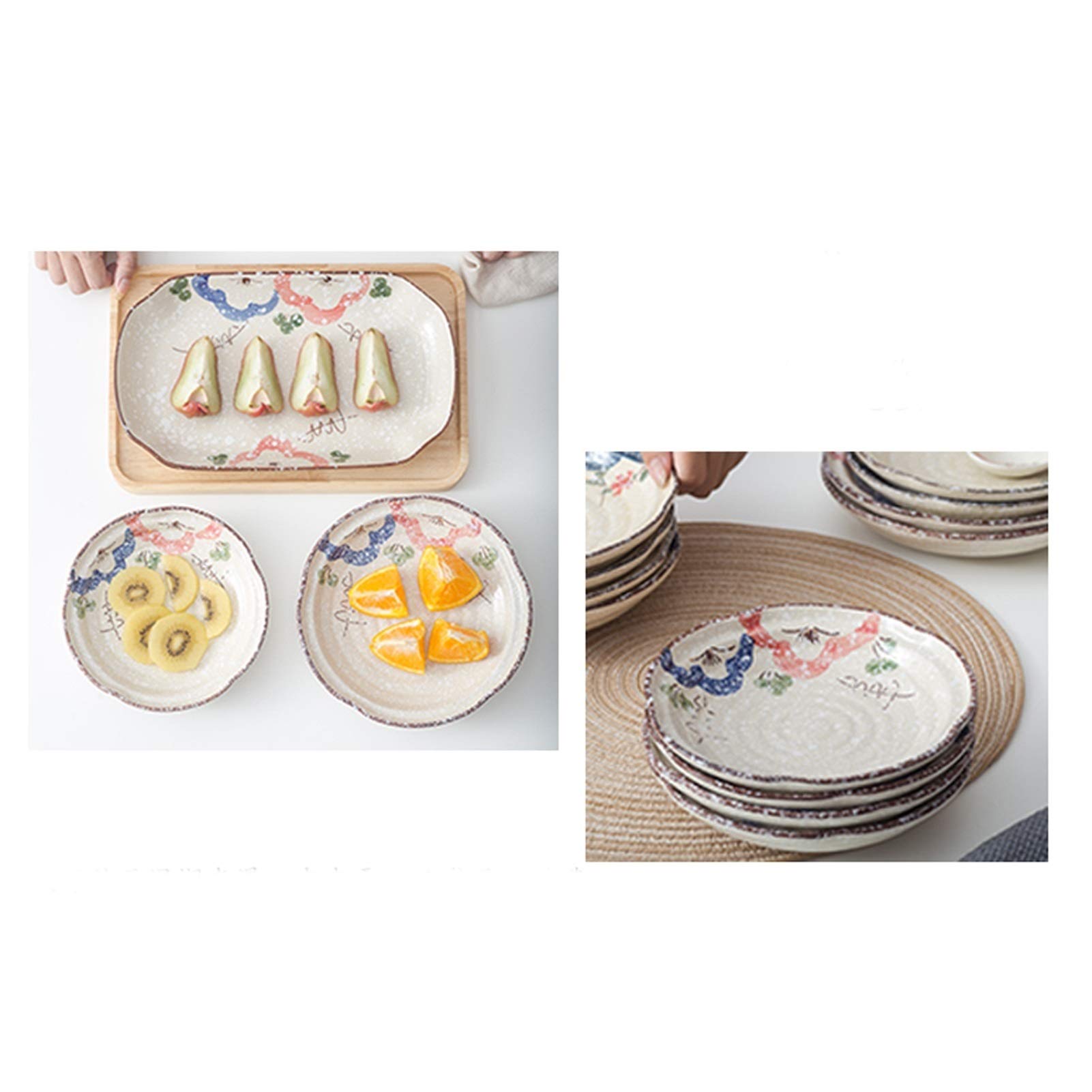 Talerz Obiadowy/Talerze Sałatkowe Okrągłe ceramiczne motywy kwiatowe płyta obiadowa, oszklony deser, sałatka, płyta makaronowa, 8-calowa płyta zakąska, zestaw 4 sztuk. zestaw talerzy/małe talerze ob