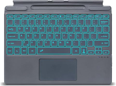 لوحة مفاتيح لاسلكية تعمل بتقنية البلوتوث Surface Pro 11 مع لوحة تتبع ولوحة مفاتيح مغناطيسية بإضاءة خلفية لأجهزة Microsoft Surface Pro X وSurface Pro 9 وSurface Pro 8 وSurface Pro 10