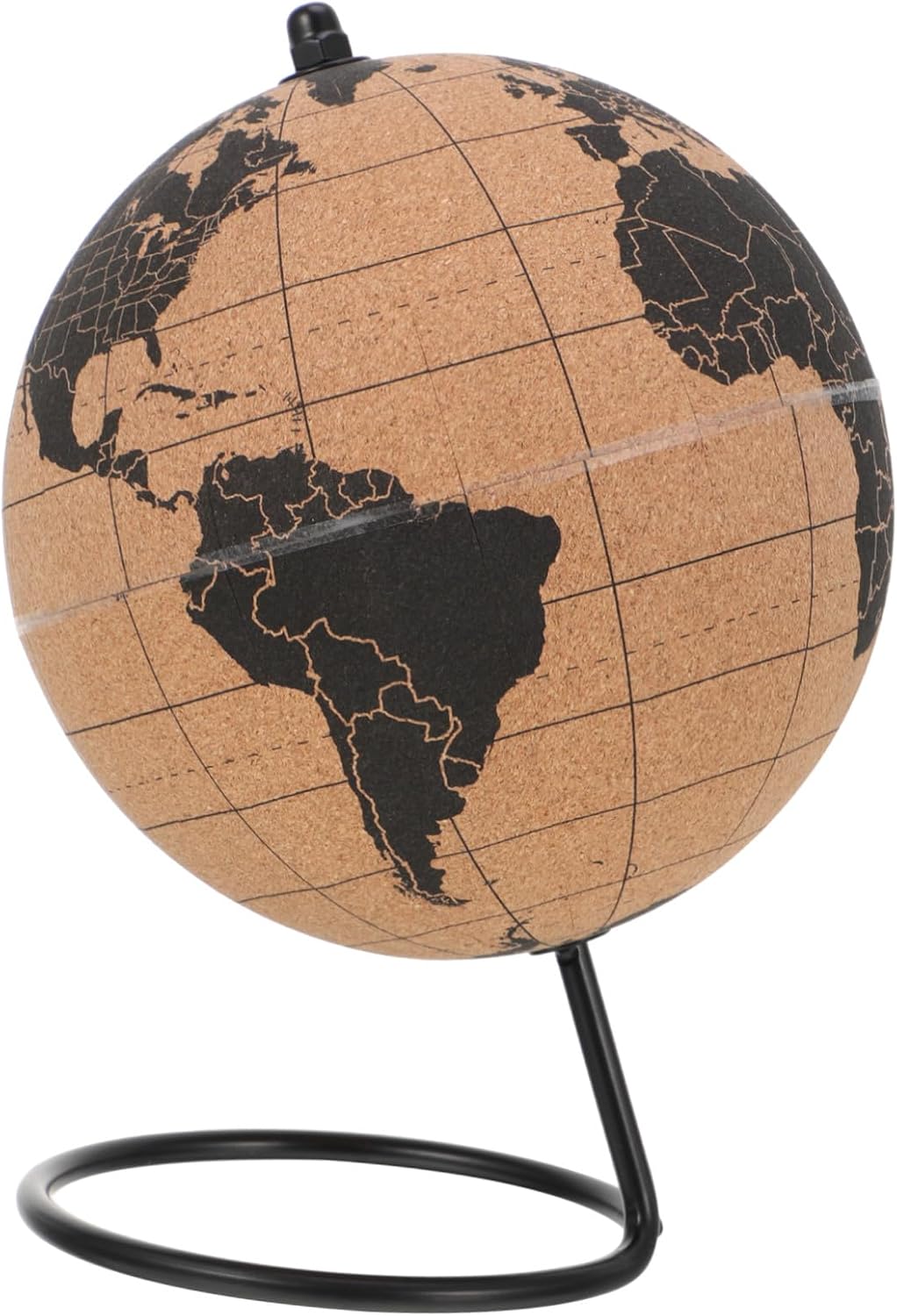 Cork World Globe for Office Desk Decorative Desktop Ornament with Stable Bracket Practical Craft Decoration for Travel Planning and Business Brainstorming