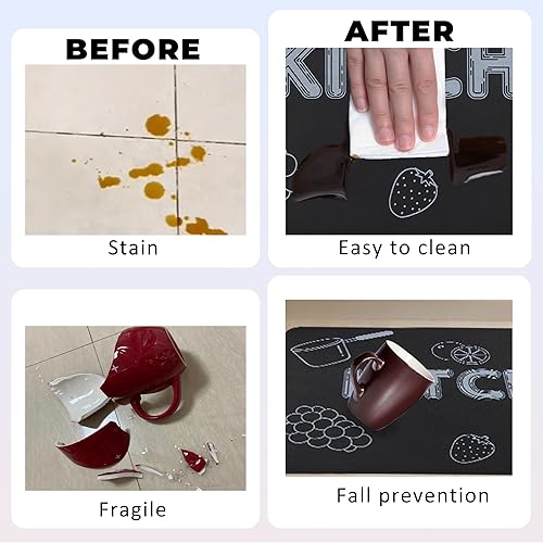 Miniatura 5 de Tapete de cocina antifatiga, tapete de cocina acolchado para el piso, tapete de cocina antideslizante, lavable, de secado rápido, suave, juego de