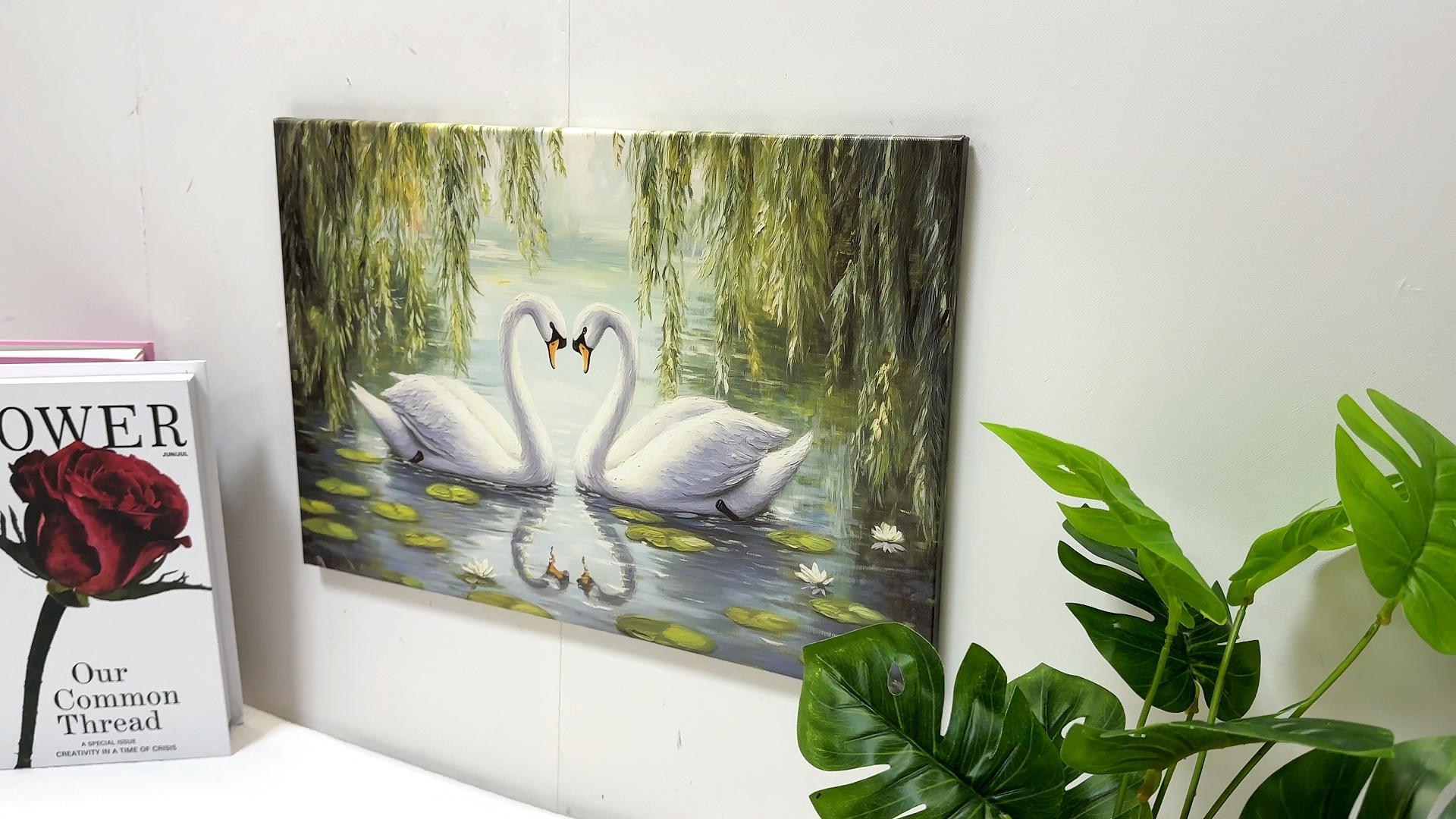 Amazon.com: DOARTDO Swan Lake Canvas Wall Art Swan Couple Prints