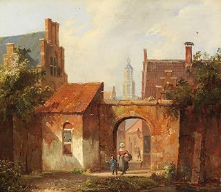 ArtDirect Dutch Town with Archway (1860) 18x16 UnFramed Museum Art Print Poster Ready for Framing by Cornelis Springer (Dutch, 1817-1891)