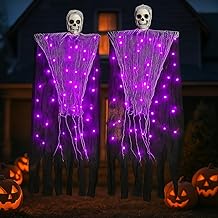 Halloween Decorations Outdoor, 2 Pack Hanging Light Ghost Spooky Skeletons Decor Supplies, Haunted Creepy House Halloween Flying Decoration with Yard Tree Porch Garden Party Indoor D&eacute;cor
