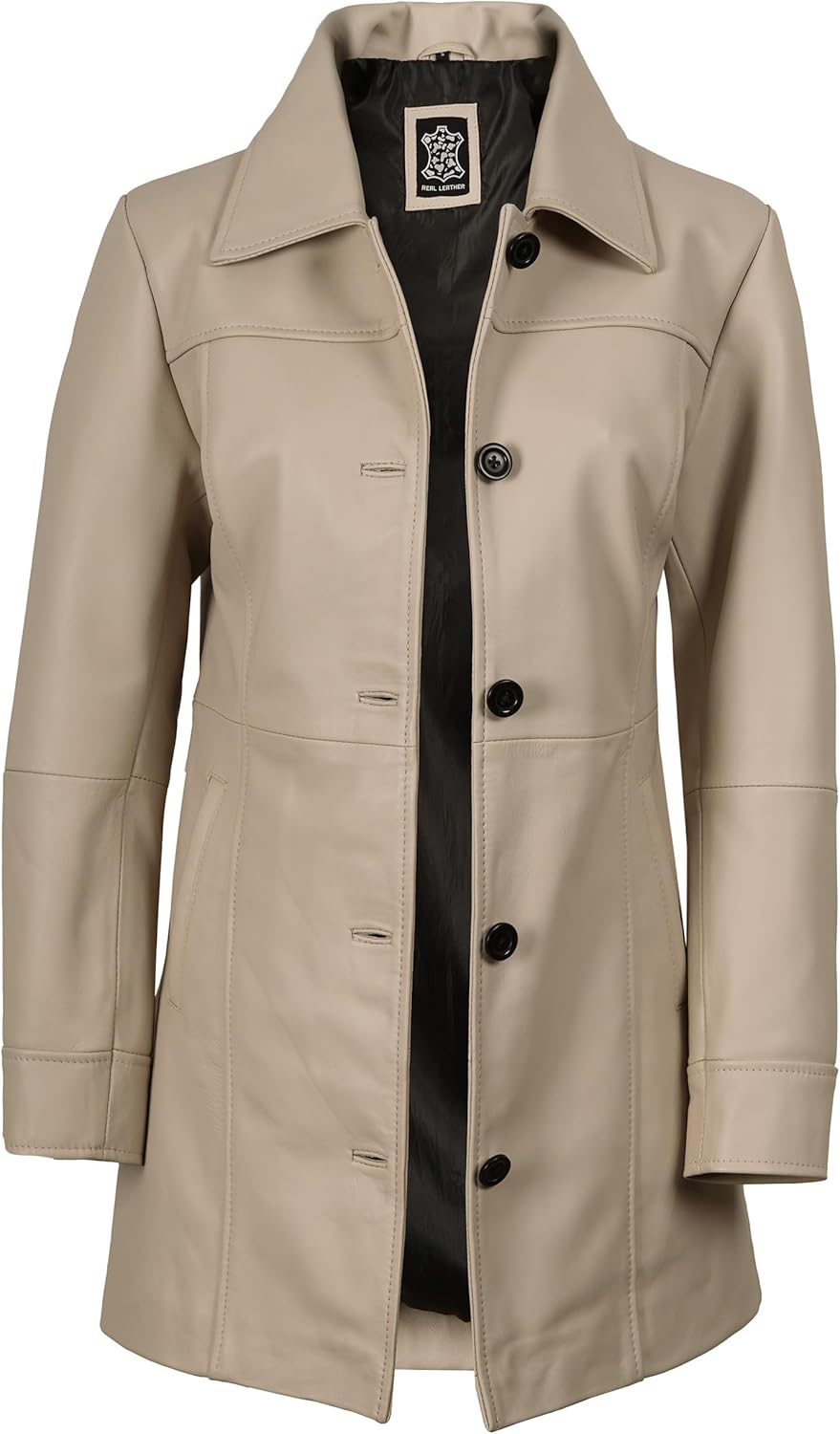 Blingsoul Womens Leather Jacket - Vintage Style Long Leather Jacket Women - Image 2