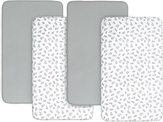 Baby Bassinet Sheets 4 Pack Fit for Baby Delight, Semphis, Kiniew, Jimglo, Cowiewie, JevrJeur, Newton Baby, AirClub, Mika Micky, Ezebaby and Besrey Bassinet, Grey