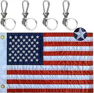 American Flag for Boats Flags marine 12x18 (4 Heavy Duty Clips) with Embroidered Stars American Boats Flagand Brass Grommets US Boats Cabin Flag for Various Boats, Yacht