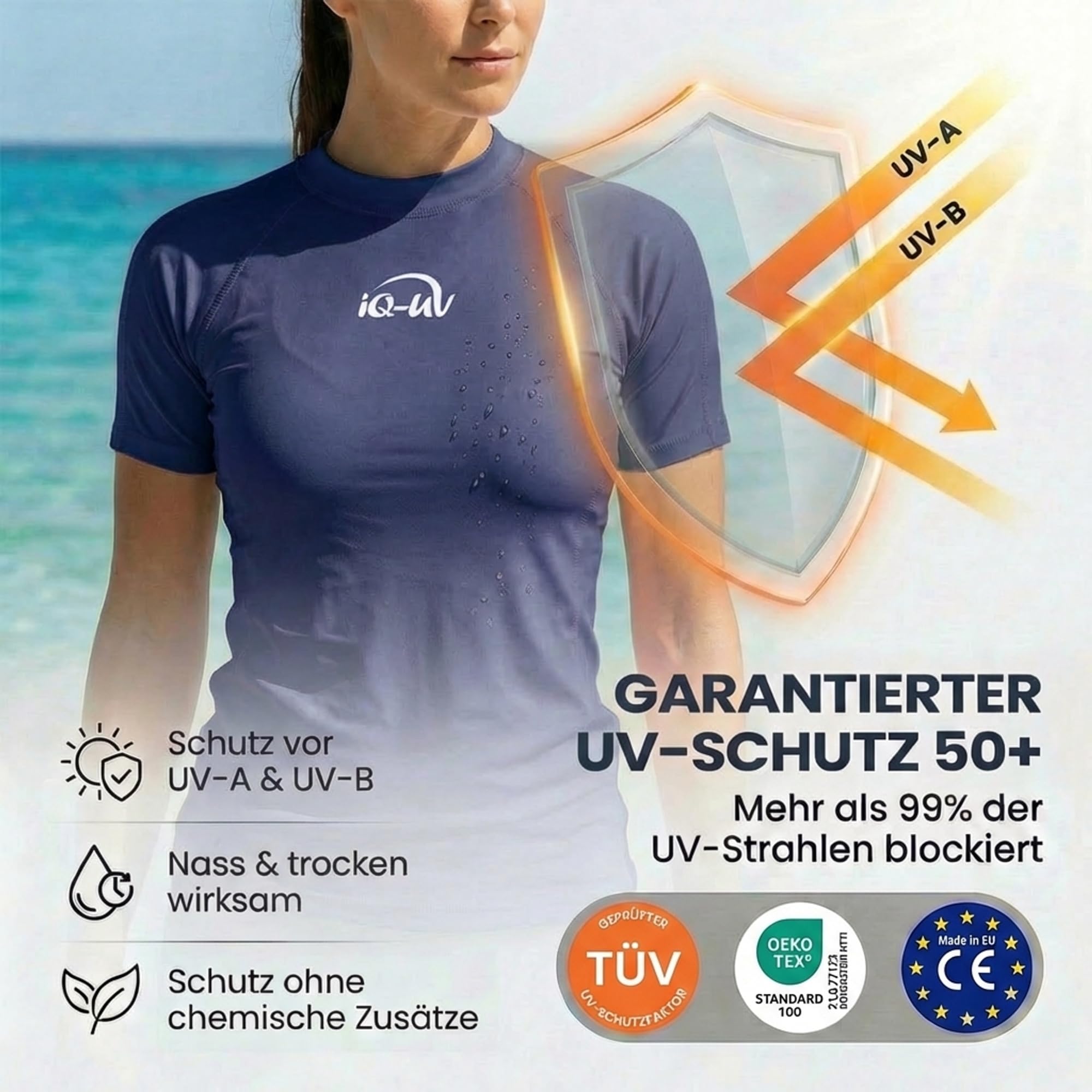 iQ-UV Damen 300 Shirt Regular Geschnitten, Uv-Schutz T-Shirt Uv T-Shirt