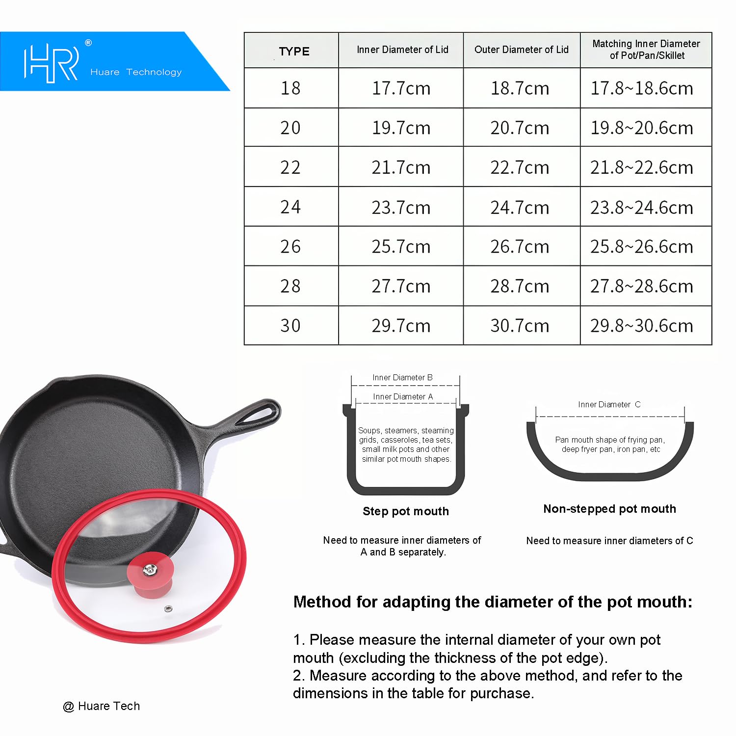 HR Huare Technology - Tapa de vidrio de silicona para olla, sartén, sartén para utensilios de cocina de 12 pulgadas, apta para lavavajillas, tapa de repuesto de vidrio templado ventilado con borde de