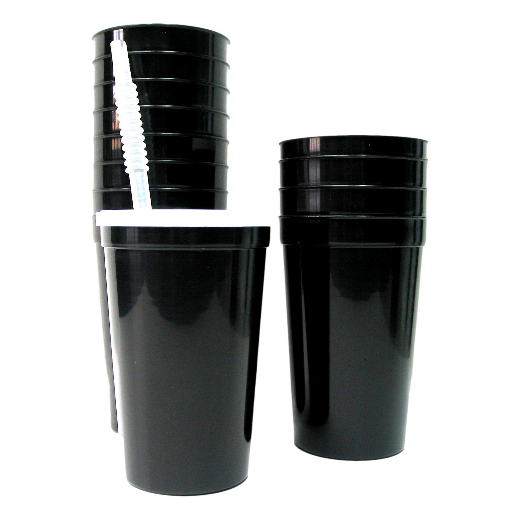 Amazon.com: Opaque Black Drinking Glasses, Lids and Straws (Black) Pack 12  : Health & Household
