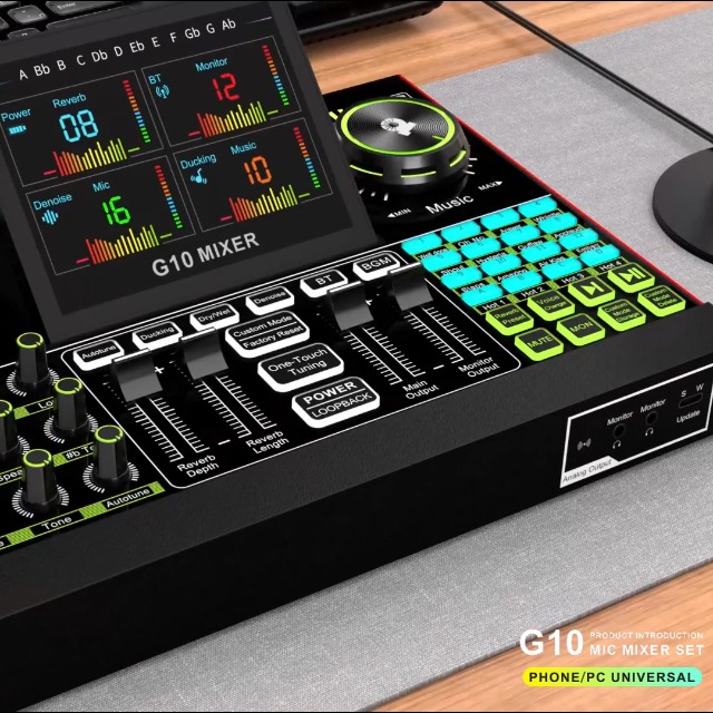 Table De Mixage Audio Megacraze G10 – Carte Son USB Pour Gaming, Podcast, Streaming