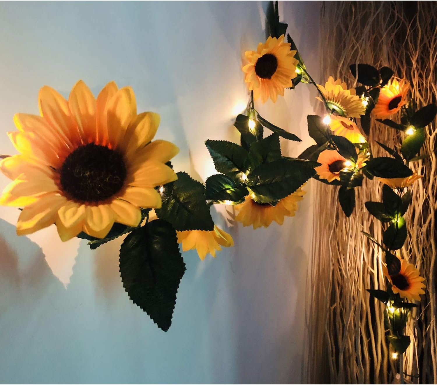 Sunflower Garland with Lights