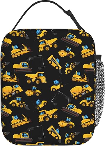 Miniatura 2 de Excavadora para mujereshombres, color negro y amarillo, máquinas de construcción, bolsa de almuerzo, organizador de aperitivos para oficina de